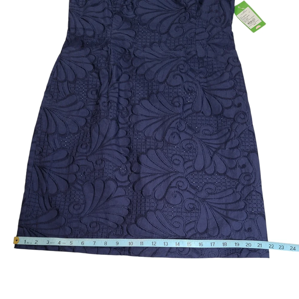 Lilly Pultizer True Navy Blue Cotton Sarafina Dress Dollop Of Scallop NWT Sz 14 - Picture 8 of 11